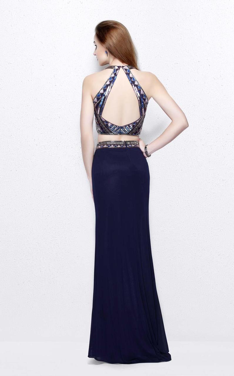 Primavera Couture - Two-Piece Sequined Halter Neck Jersey Sheath Gown 1594 Special Occasion Dress