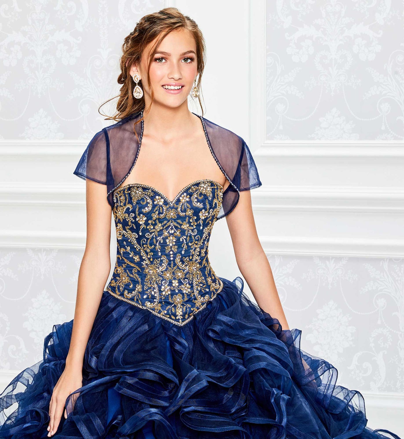 Princesa by Ariana Vara - Strapless Beaded Ruffled Ballgown PR11809 - 1 pc Blush In Size 2 Available CCSALE 2 / Blue