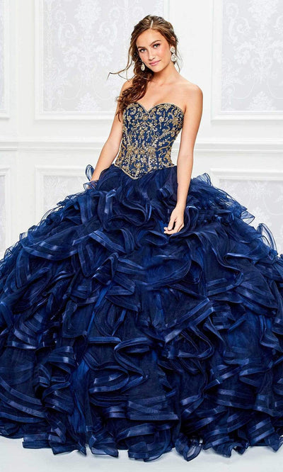 Princesa by Ariana Vara - Strapless Beaded Ruffled Ballgown PR11809 - 1 pc Blush In Size 2 Available CCSALE 2 / Blue