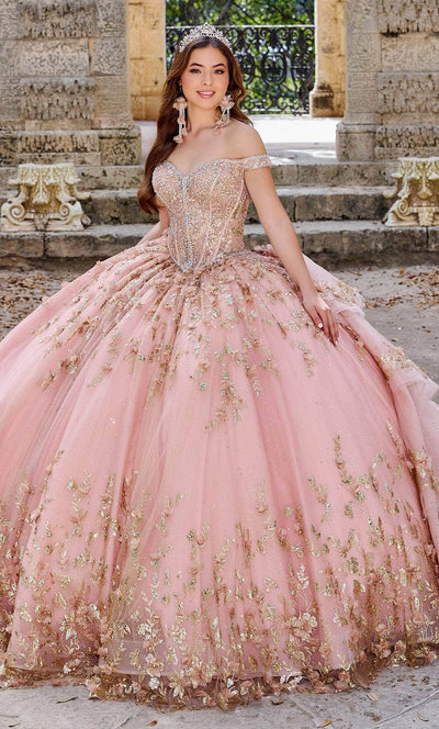 Princesa by Ariana Vara PR30131 - Off Shoulder Quinceanera Gown Special Occasion Dress 00 / Rose Gold