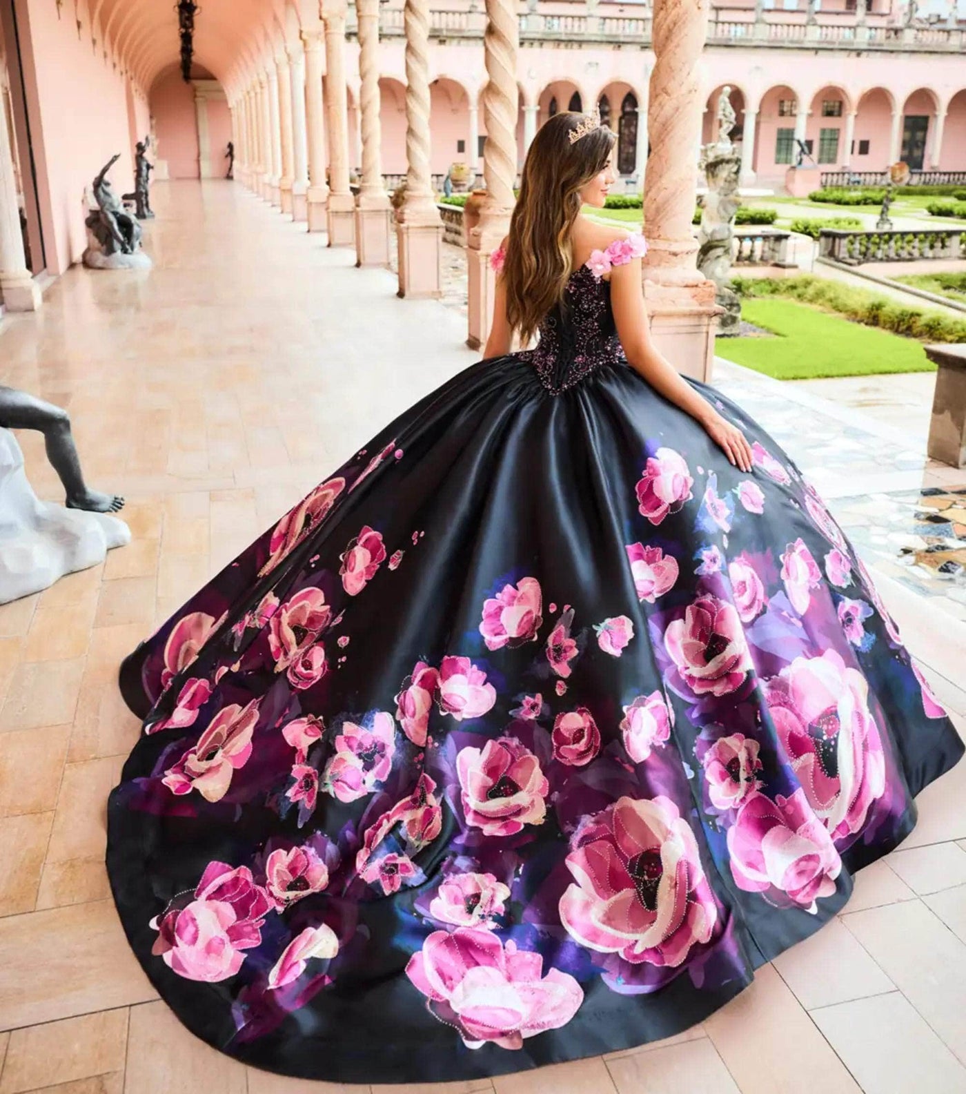 Princesa by Ariana Vara PR30151 - Three Dimensional Flowers Removable Train Gown Prom Dresses