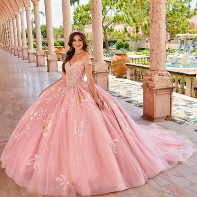 Princesa by Ariana Vara PR30156 - Lace-Up Tie Off-Shoulder Gown Prom Dresses