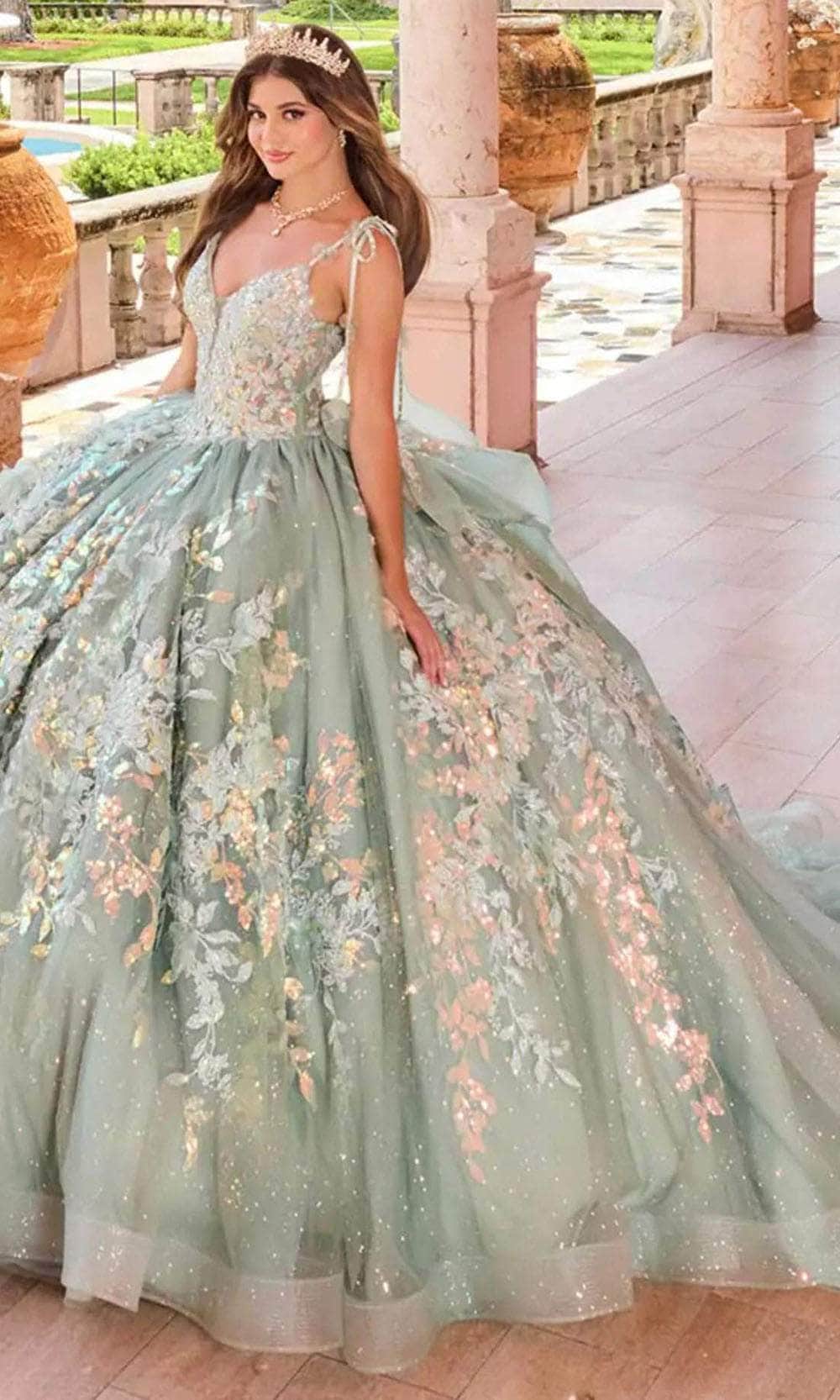 Princesa by Ariana Vara PR30157 - Detachable Bow Sleeveless Gown Prom Dresses 00 / Sage
