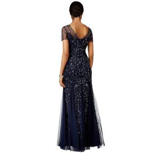 Adrianna Papell - 91918840 Beaded Illusion V-neck Sheath Dress in Blue