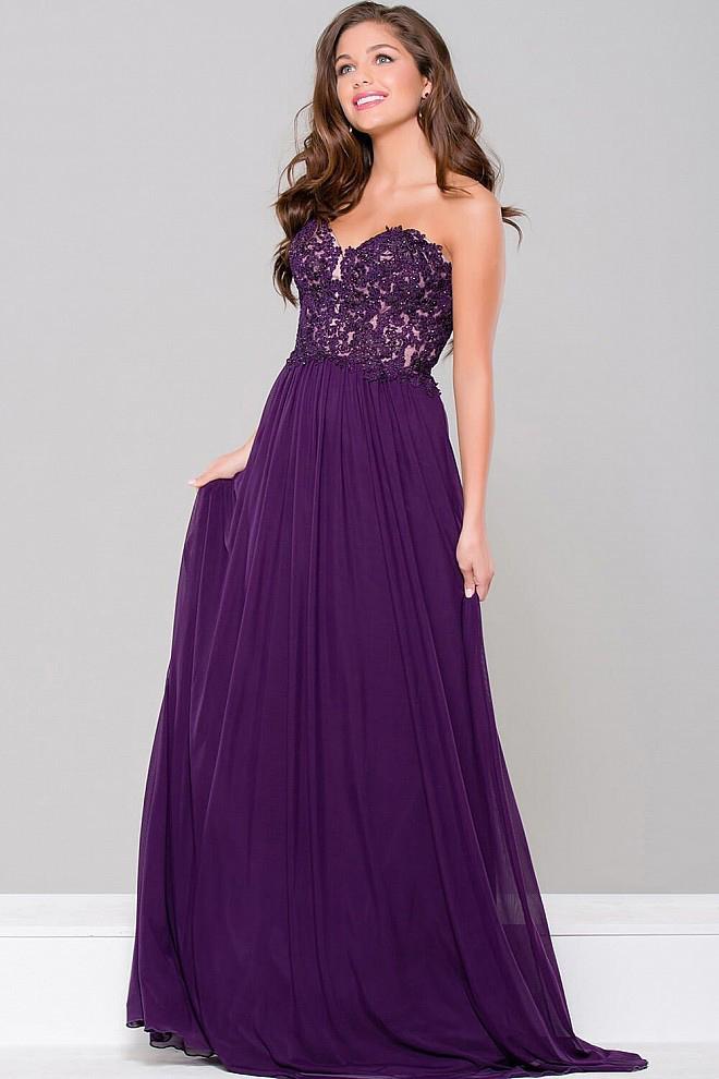 Jovani - Sweetheart Neck Mesh Dress JVN41461 Special Occasion Dress 00 / Purple