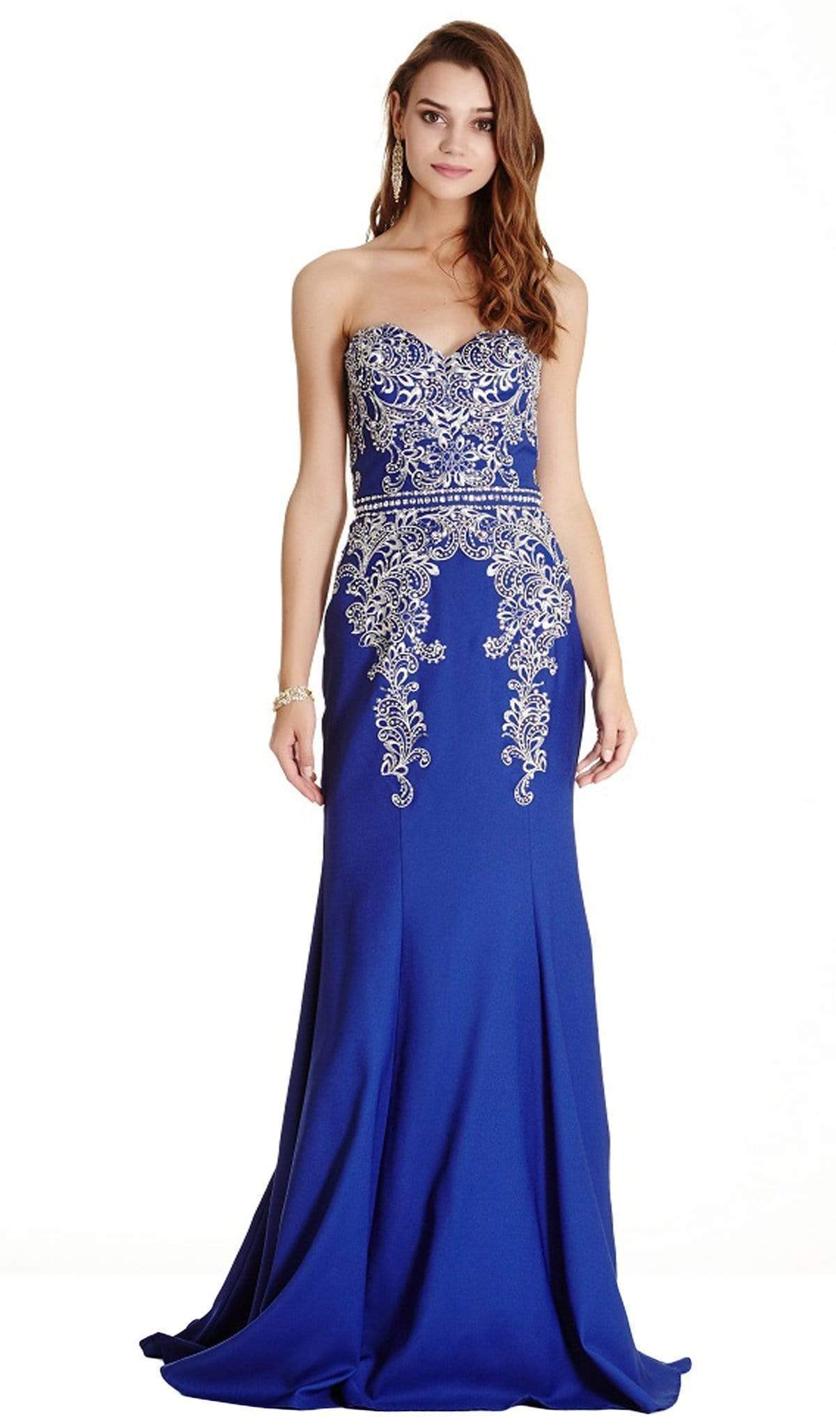 Queenly Embellished Sweetheart Evening Dress Dress XXS / Royal