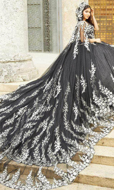 Quinceanera Collection 26020C - Strapless With Cape Ball Gown Special Occasion Dress 0 / Black/Silver