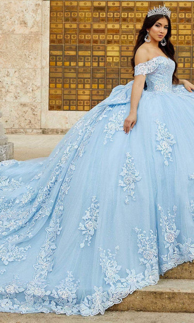 Quinceanera Collection 26022 - Off Shoulder Embellished Quinceanera Special Occasion Dress 0 / Sky/Blue