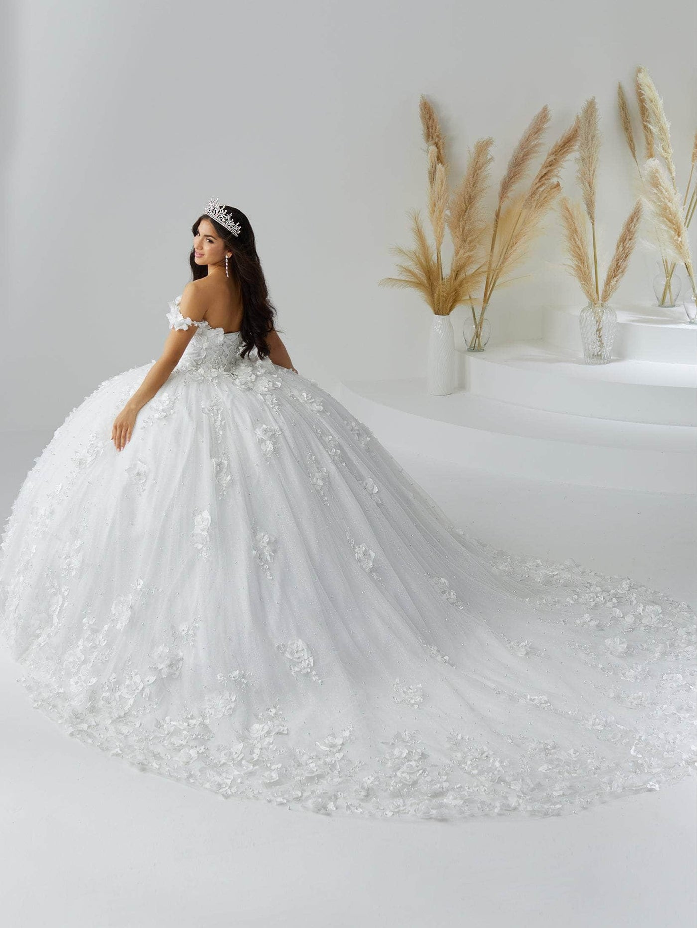 Quinceanera Collection 26024 - Floral Appliqued Quinceanera In White