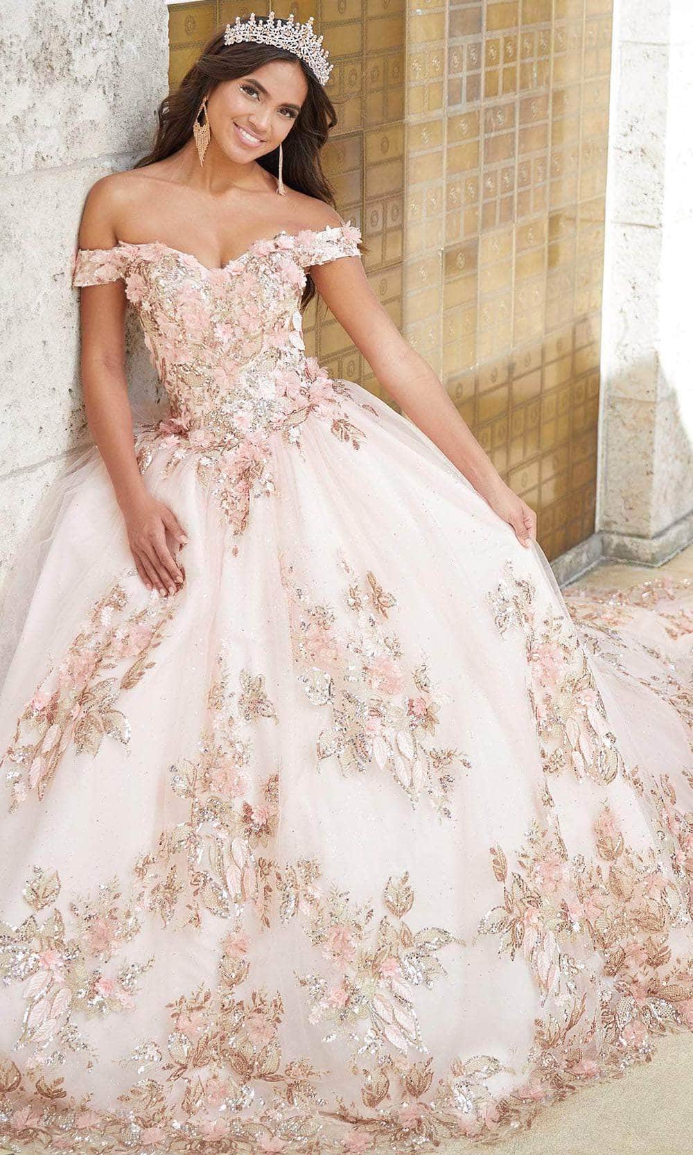 Quinceanera Collection 26027 - Lace Up Back Quinceanera Special Occasion Dress 0 / Blush Pink