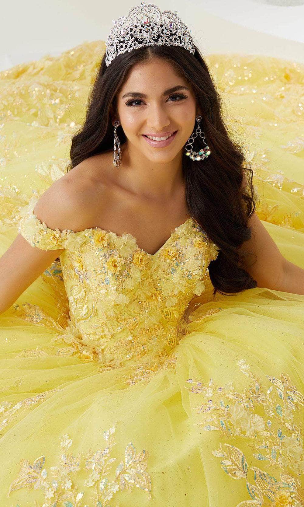 Quinceanera Collection 26027 - Lace Up Back Quinceanera Special Occasion Dress 0 / Yellow