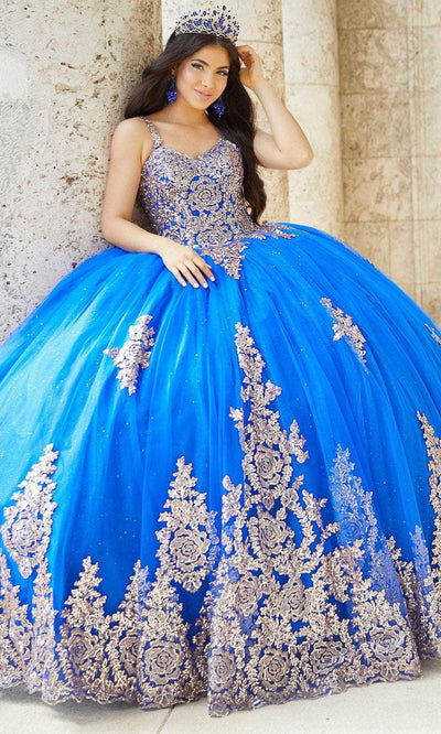 Quinceanera Collection 26028 - Sleeveless Embellished Ballgown Special Occasion Dress 0 / Royal/Rose Gold