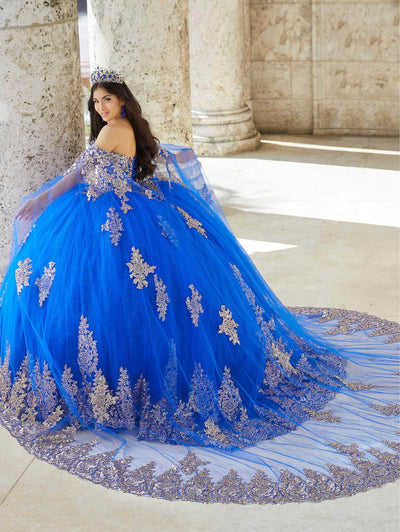 Quinceanera Collection 26028C - Tulle Cape Off Shoulder Ballgown Special Occasion Dress