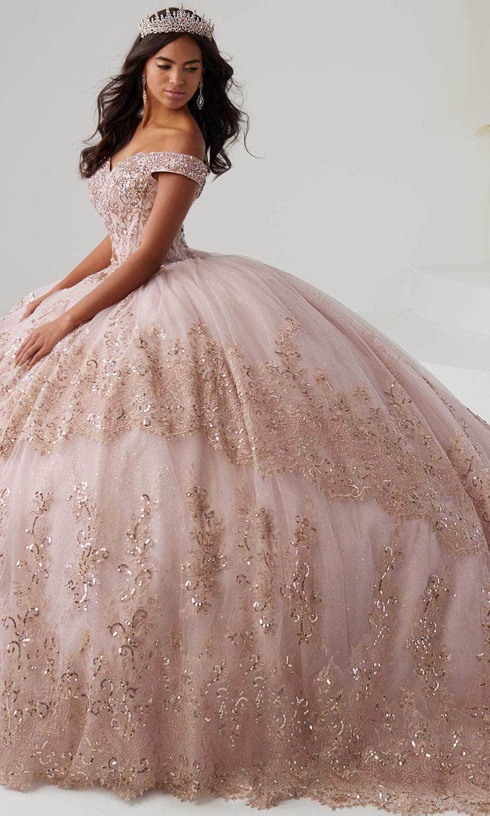 Quinceanera Collection 26031 - Off Shoulder Embellished Ballgown Quinceanera Dresses 0 / Dusty Rose