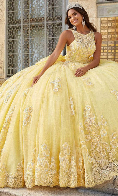 Quinceanera Collection 26032 - Jewel Neckline Embellished Ballgown Special Occasion Dress 0 / Yellow/Multi