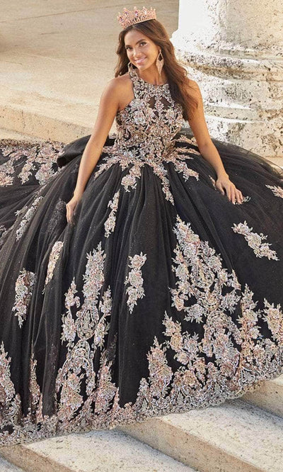 Quinceanera Collection 26032T - High Neck Sleeveless Quinceanera Special Occasion Dress 0 / Black/Multi