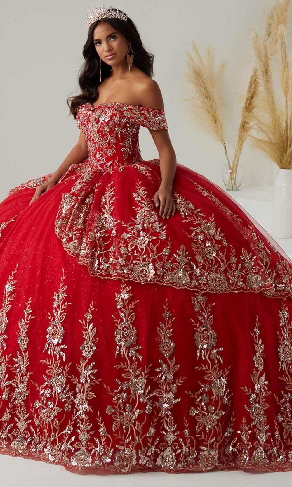 Quinceanera Collection 26035C - Sheep Cape And Chapel Train Ballgown Special Occasion Dress 0 / Burgundy/Gold