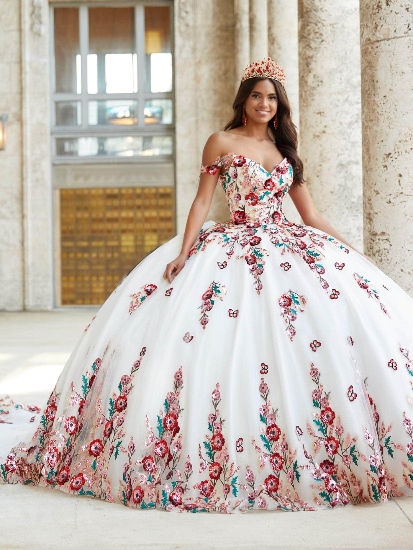 Quinceanera Collection 26039 - Floral Appliqued Ballgown Special Occasion Dress