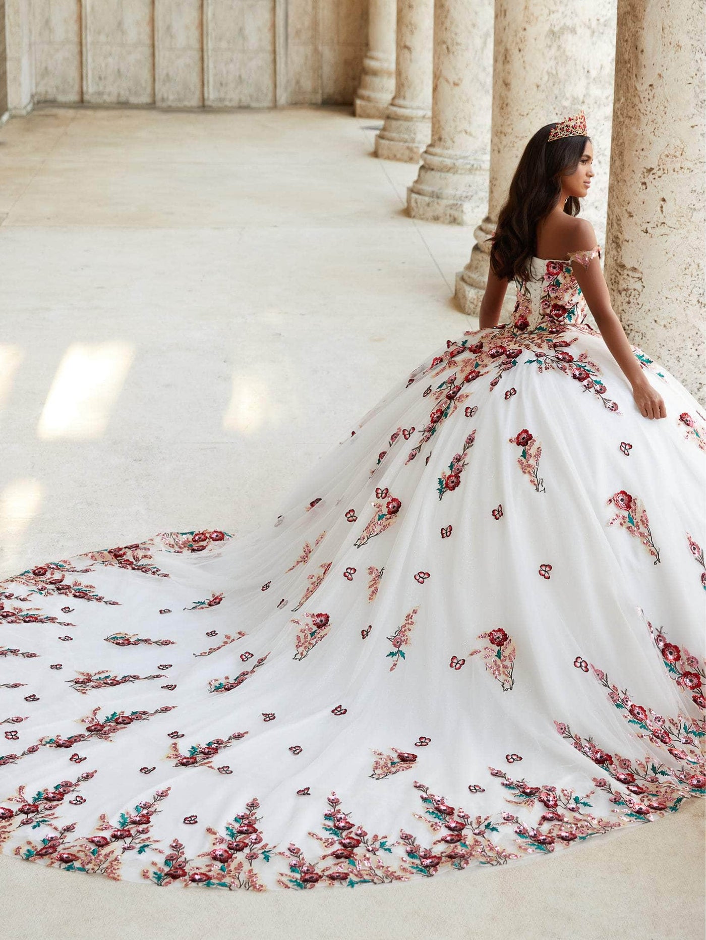 Quinceanera Collection 26039 - Floral Appliqued Ballgown Special Occasion Dress