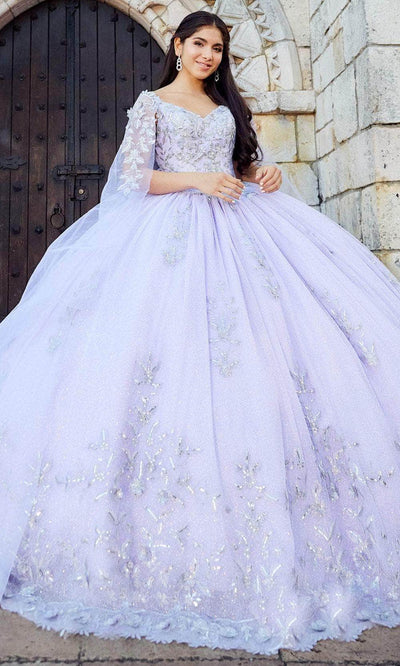 Quinceanera Collection 26040C - Angel Caped Ballgown Special Occasion Dress 0 / Lilac/Silver