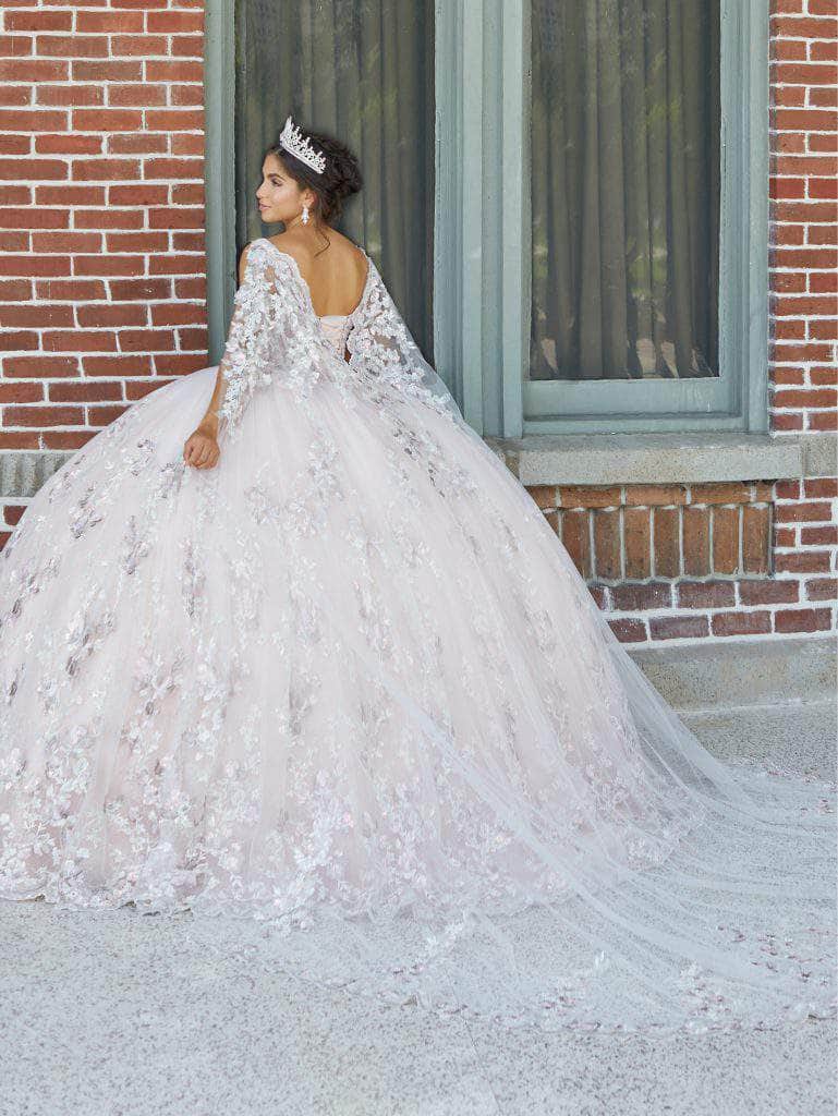 Quinceanera Collection 26043 - Long Lace/Tulle Ball Gown - V-Neckline, Lace, Illusion Bodice, Tulle, Ball Gown, Appliques, Lace-Up Back, Sweep Train, Quinceanera Collection 26043 - Long Lace/Tulle Ball Gown - V-Neckline, Lace, Illusion Bodice, Tulle, Ball Gown, Appliques, Lace-Up Back, Sweep Train,