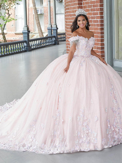 Quinceanera Collection 26051 - Fringe Off Shoulder Glittered Ballgown Special Occasion Dress