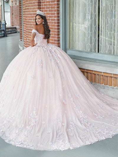 Quinceanera Collection 26051 - Fringe Off Shoulder Glittered Ballgown Special Occasion Dress
