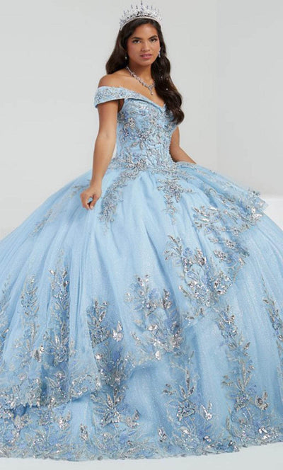 Quinceanera Collection 26058 - Beaded Off-Shoulder Ballgown Quinceanera Dresses 0 / Misty/Sky