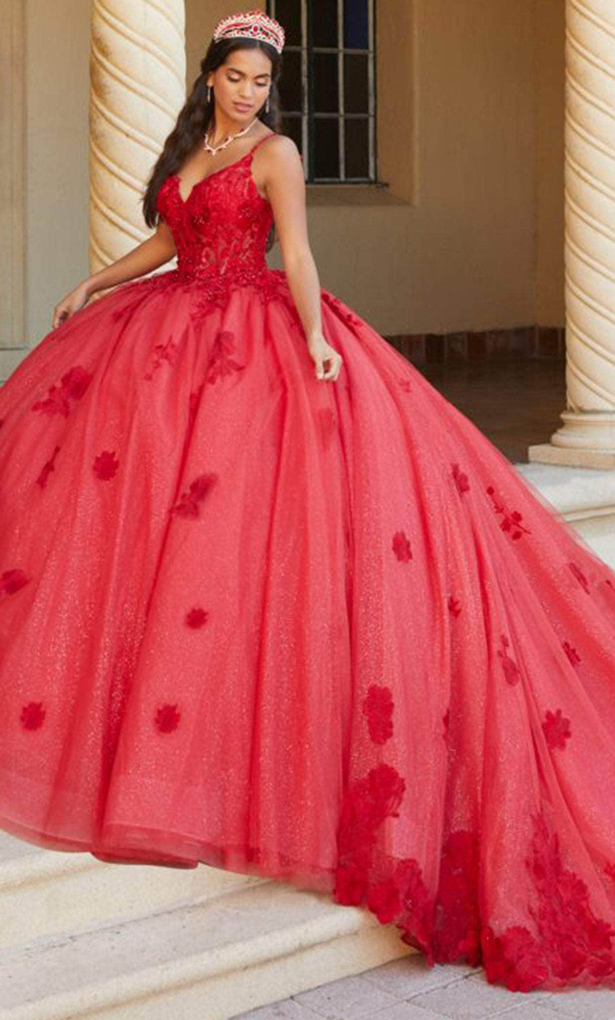 Quinceanera Collection 26064 - Lace Appliqué Sleeveless Ballgown Quinceanera Dresses 0 / Red