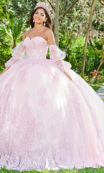 Quinceanera Collection 26076 - Beaded Strapless Ballgown Ball Gowns 0 / Blush/Silver