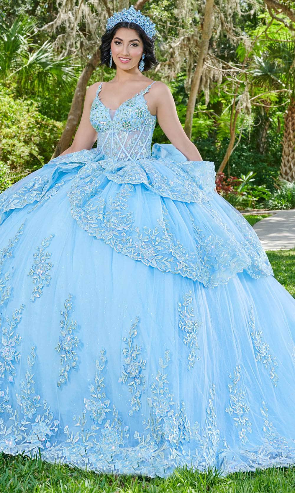 Quinceanera Collection 26077 - Sleeveless Lace Applique Ballgown Ball Gowns 0 / Sky Multi