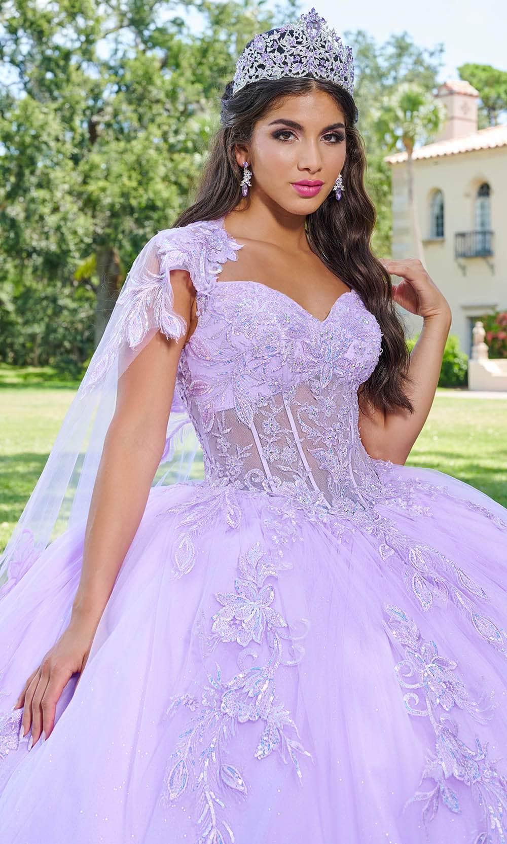Quinceanera Collection 26079 - Corset Bodice Lace Applique Ballgown Ball Gowns 0 / Lilac Multi