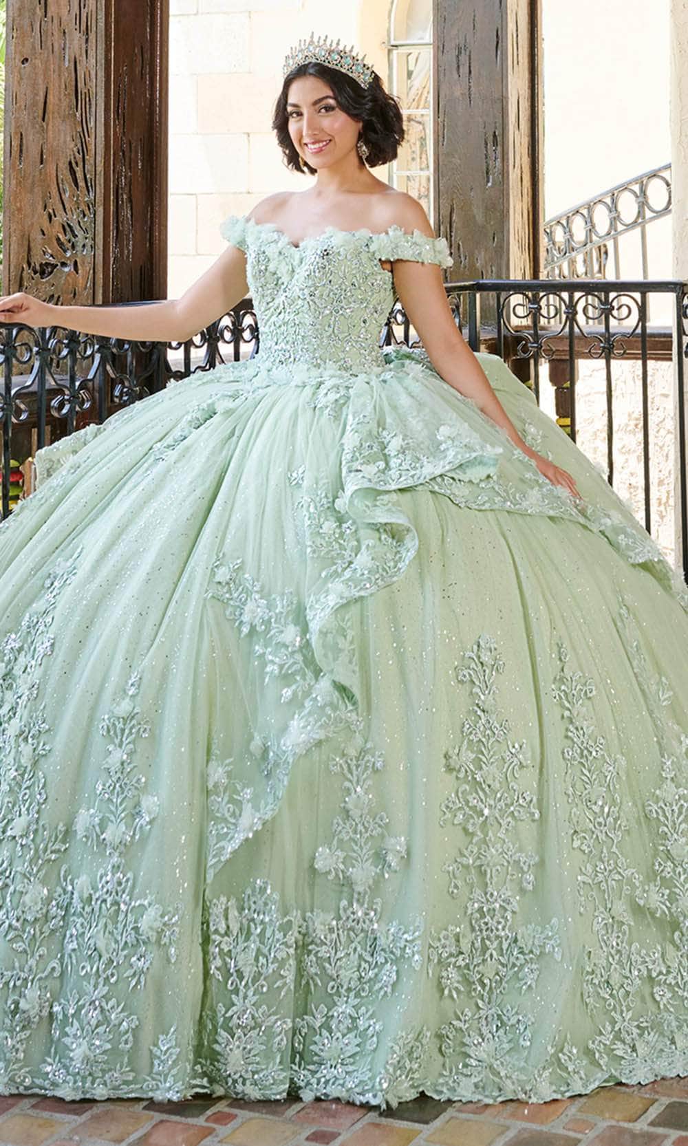 Quinceanera Collection 26080 - Sweetheart Off-Shoulder Ballgown Ball Gowns 0 / Meadow