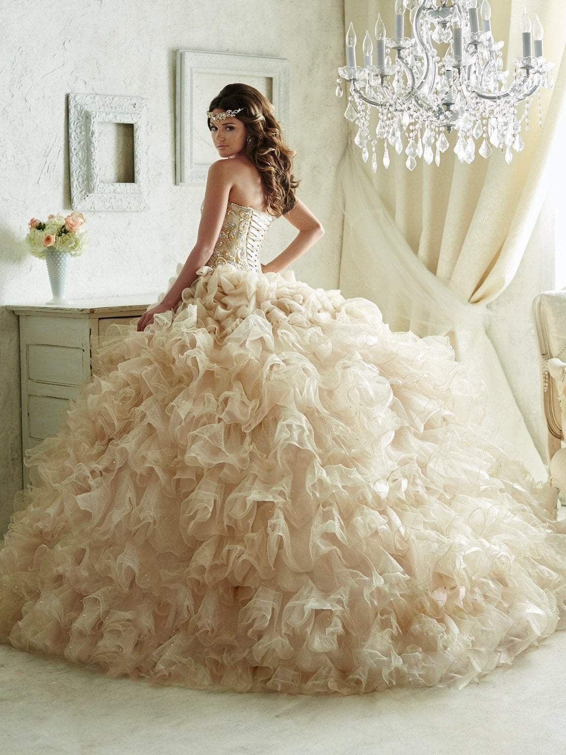 Quinceanera Collection - 26816 Beaded Strapless Tulle Ballgown Special Occasion Dress