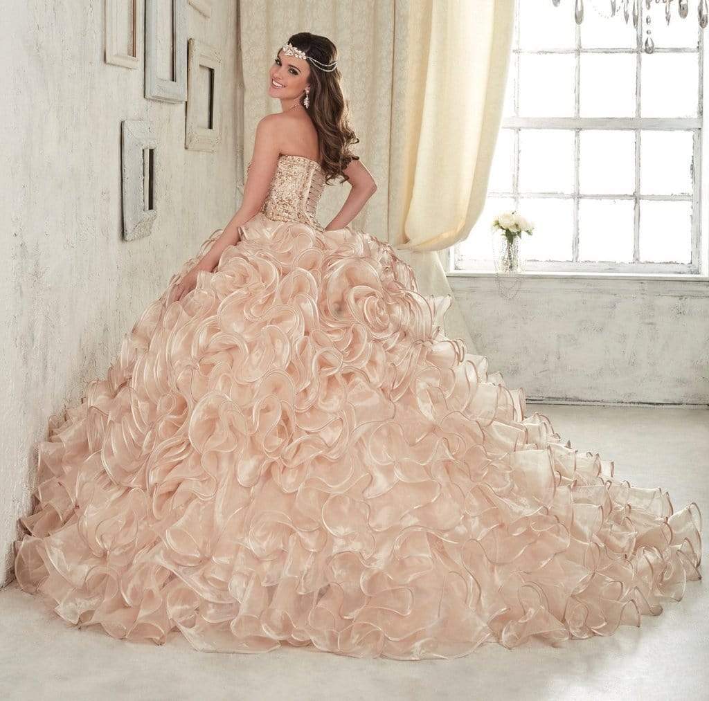 Quinceanera Collection - 26839 Beaded Corset Rosette Ruffles Ballgown Special Occasion Dress