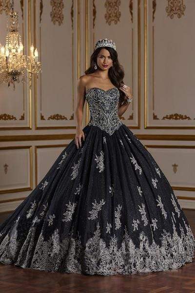 Quinceañera Collection - 26939 Modern Lace Tulle Ball Gown Special Occasion Dress 0 / Navy/Silver