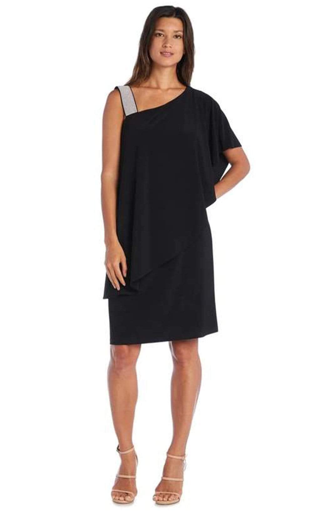 R&M Richards - 3439SC Asymmetric Midi Loose Dress In Black
