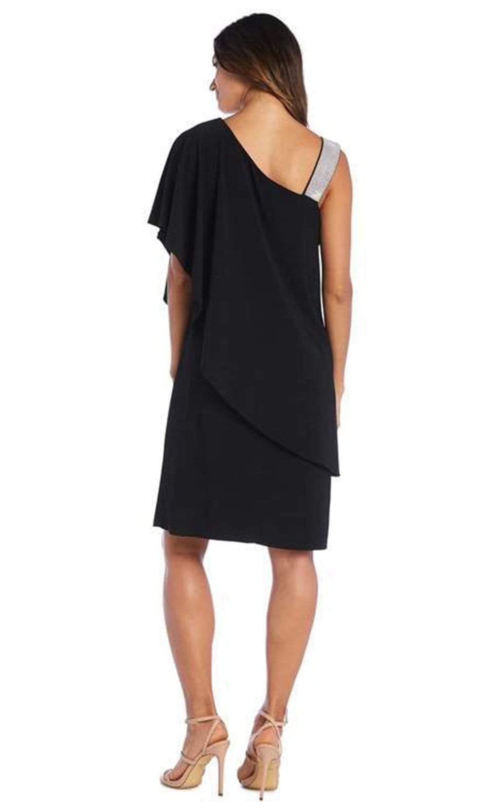 R&M Richards - 3439SC Asymmetric Midi Loose Dress In Black