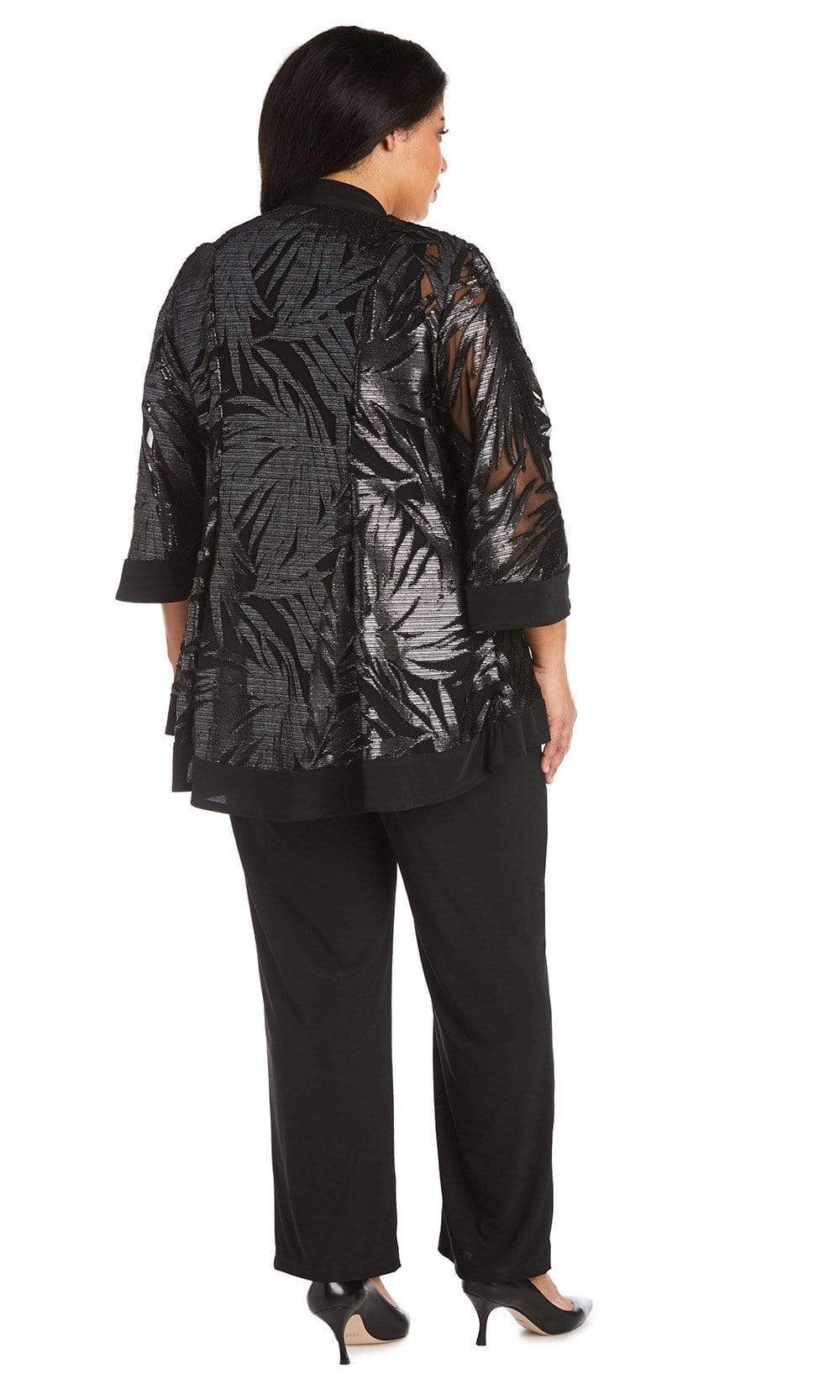 R&M Richards - 7547WSC Sequin Three Piece Set Pantsuit In Black