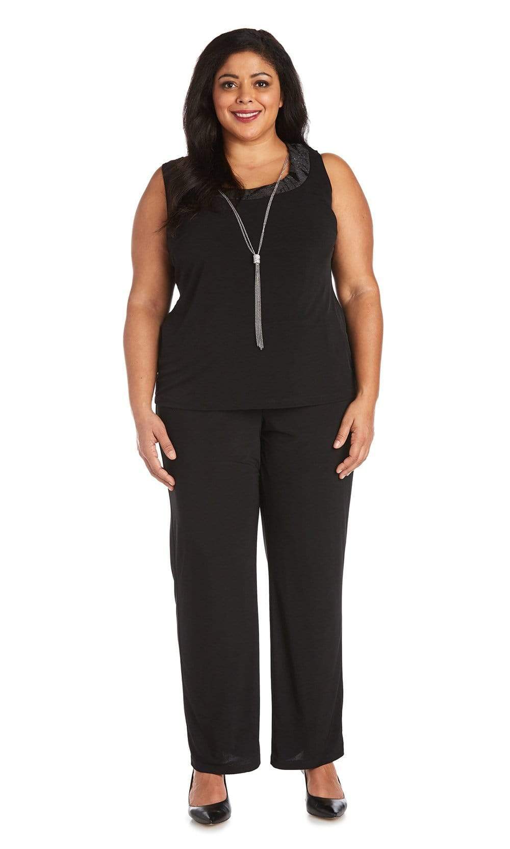 R&M Richards - 7547WSC Sequin Three Piece Set Pantsuit In Black