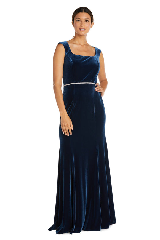 R&M Richards - Sleeveless Velvet Formal Gown 7572 In Blue