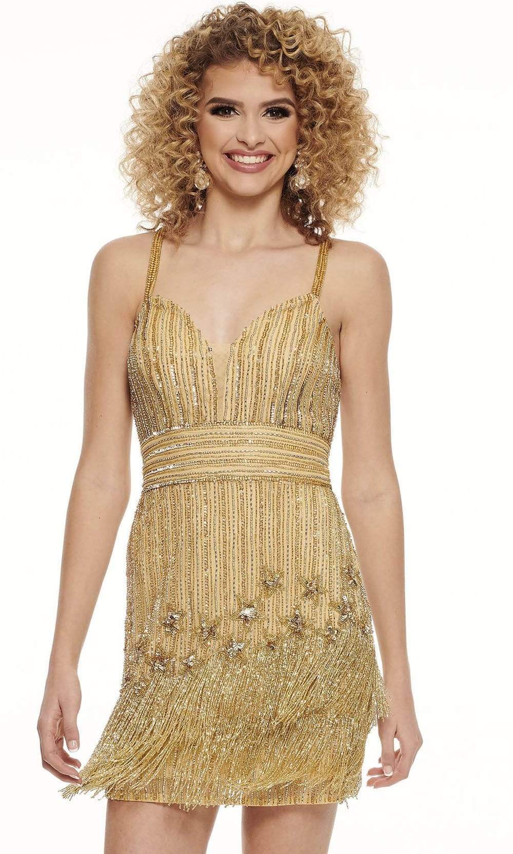 Rachel Allan - 40100 Fitted Sweetheart Sheath Dress Homecoming Dresses 0 / Gold