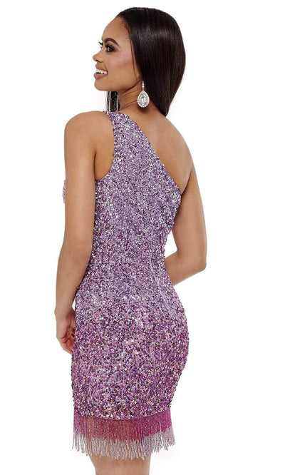 Rachel Allan - 40127 Asymmetric Sequined Fringe Dress Homecoming Dresses