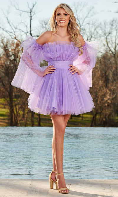 Rachel Allan 40366 - Ruffled Design Dress 00 / Lilac