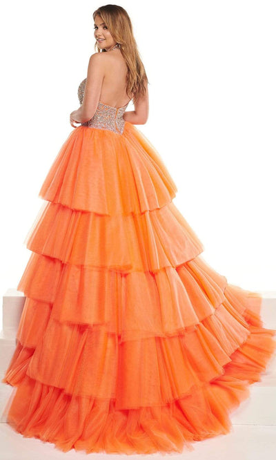 Rachel Allan - 50003 Beaded Pleated High Low Gown Pageant Dresses