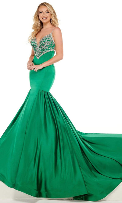 Rachel Allan - 50016 Beaded Sweetheart Trumpet Evening Dress Pageant Dresses 0 / Emerald