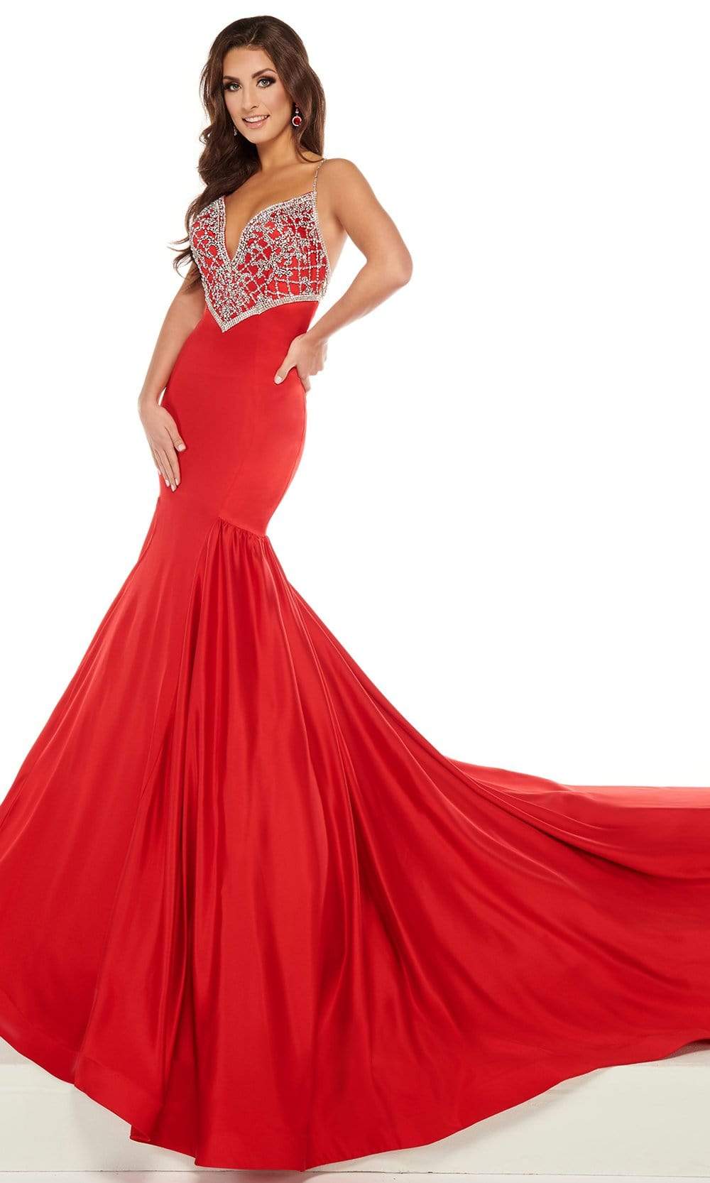 Rachel Allan - 50016 Beaded Sweetheart Trumpet Evening Dress Pageant Dresses 0 / Red