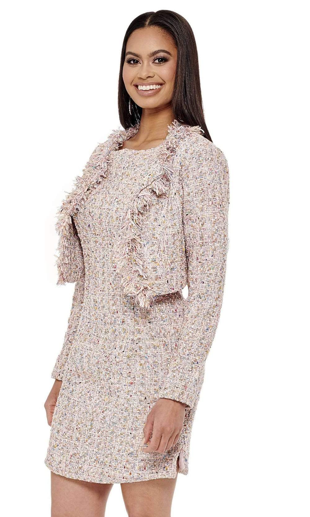 Rachel Allan - 50030 Textured Two Piece Short Dress Cocktail Dresses 0 / Pink