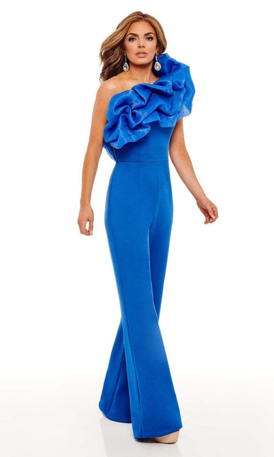 Rachel Allan - 50069 Oversized Ruffle Jumpsuit Evening Dresses 00 / Royal