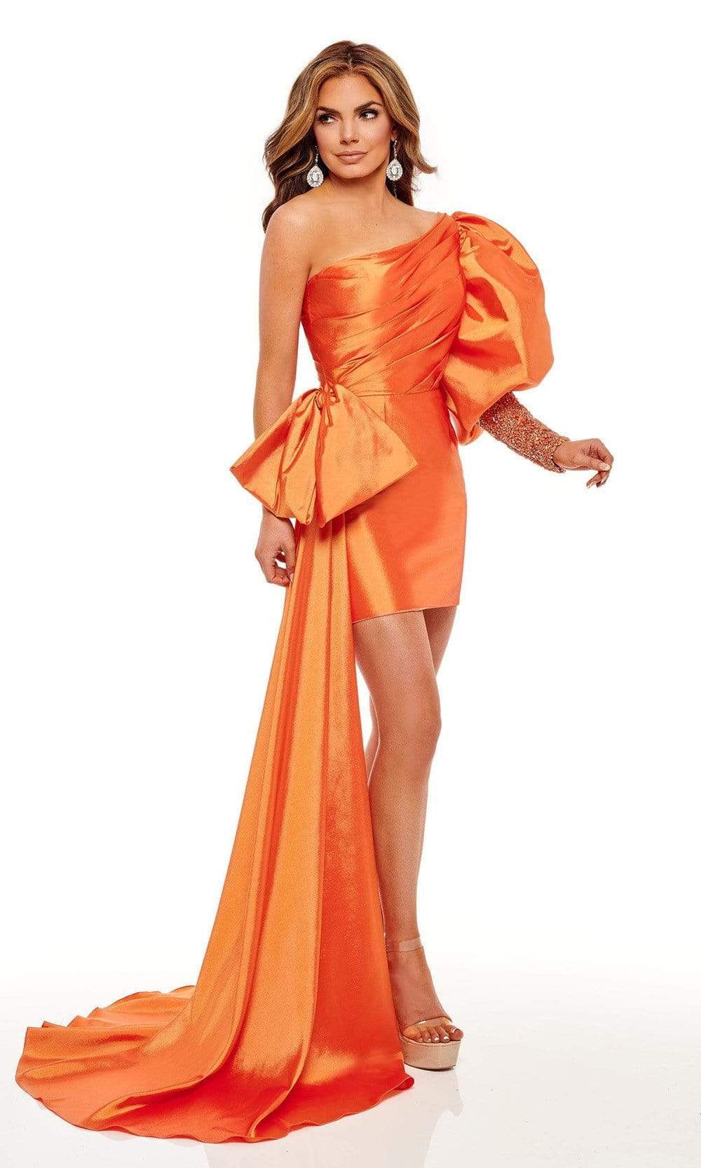 Rachel Allan - 50093 Fitted Sheath Cocktail Dress Cocktail Dresses 00 / Tangerine